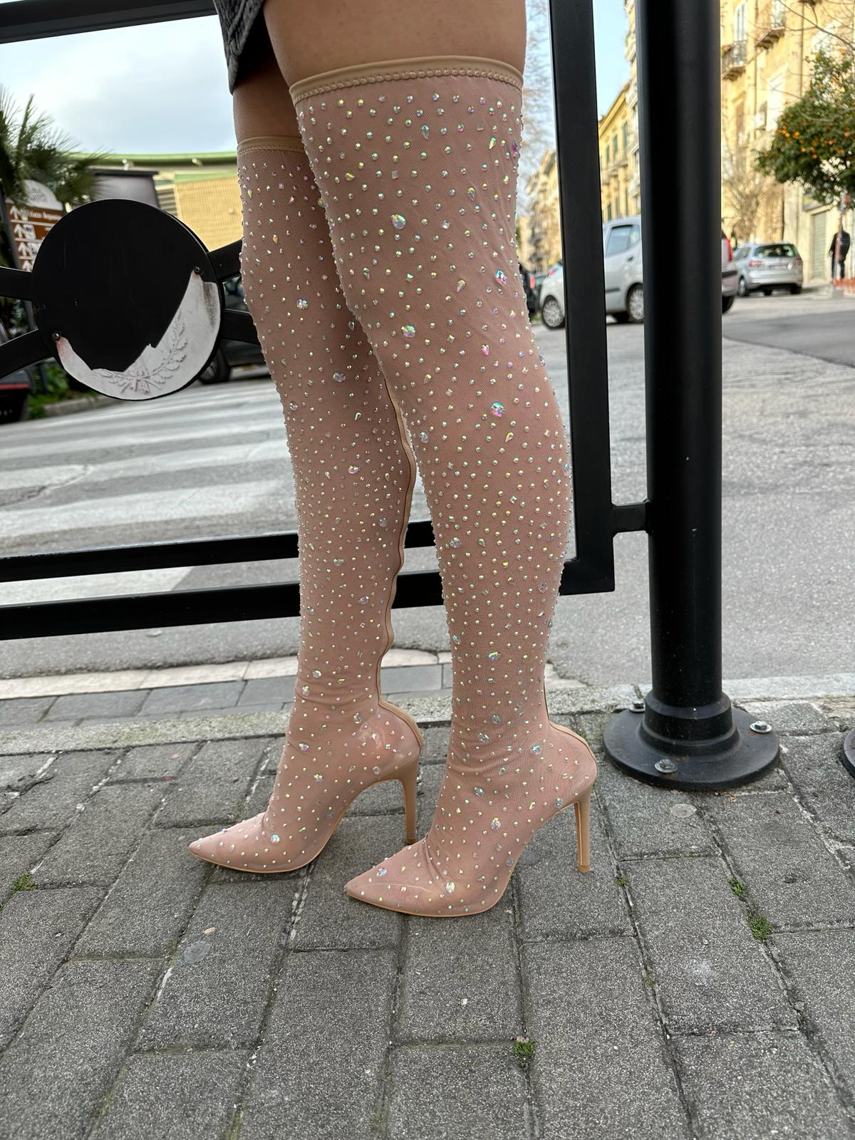 Stivali brillantinati nude