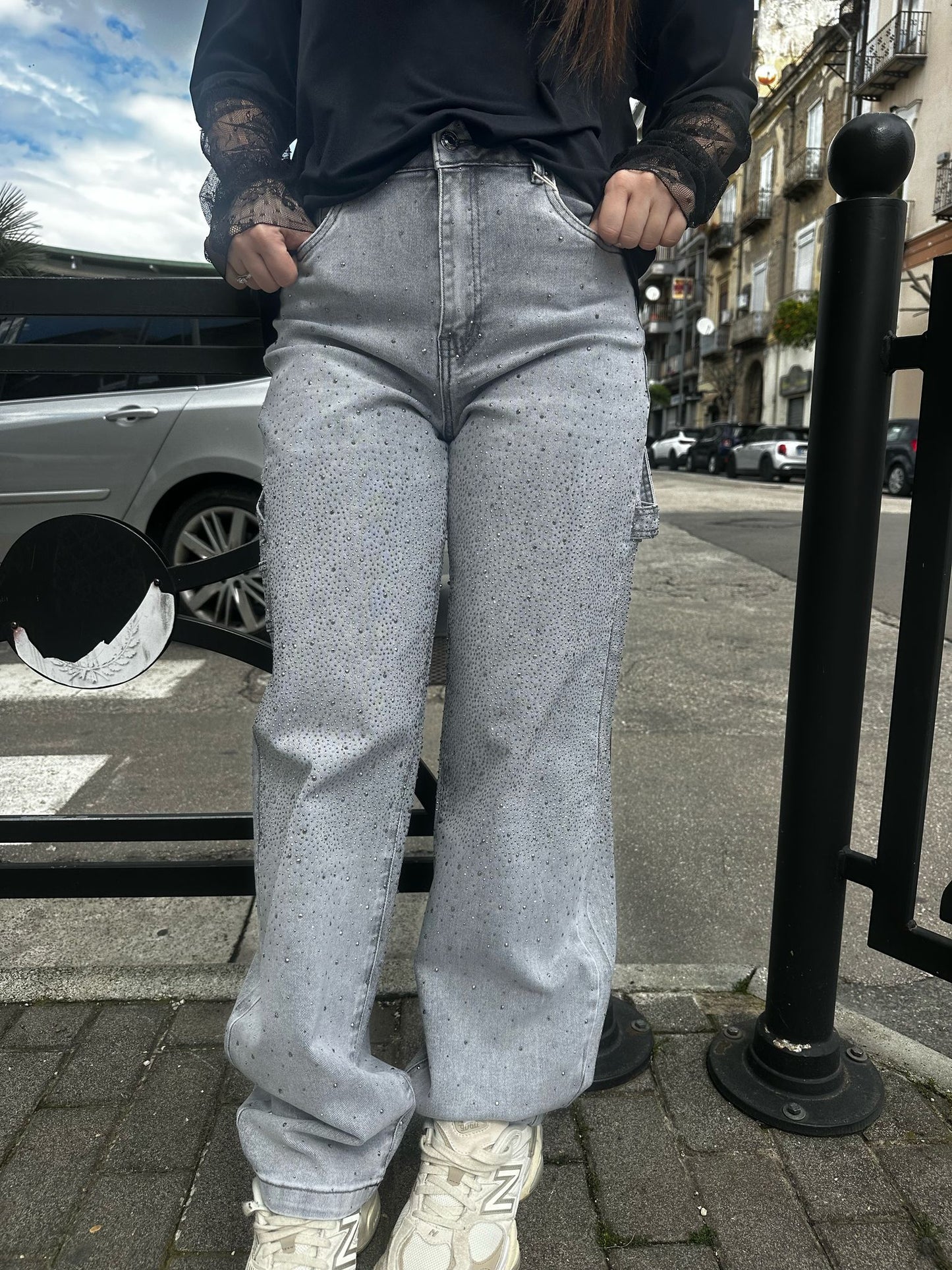 Jeans carpenter shine grigio chiaro
