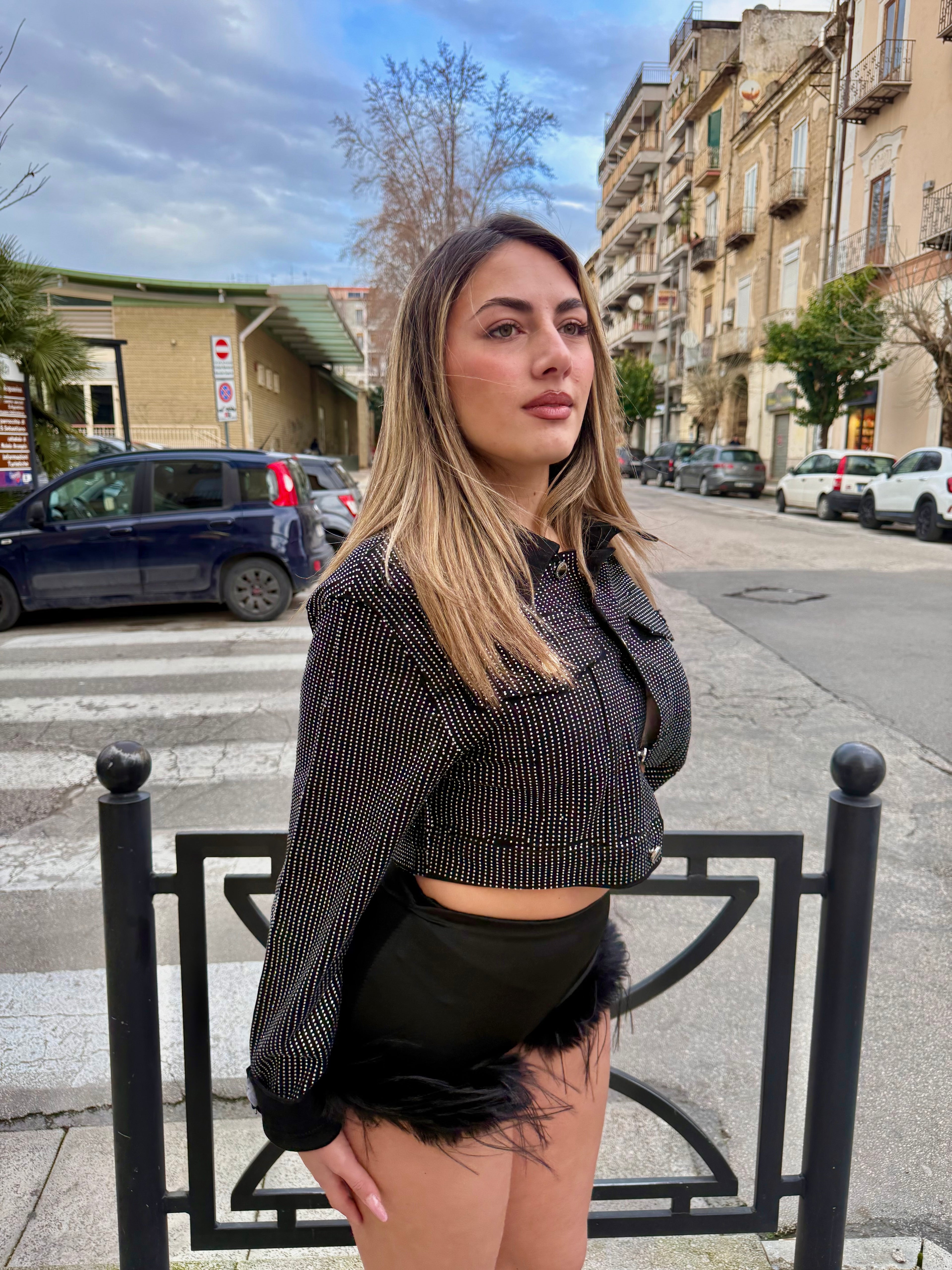 Giubbino nero glitter