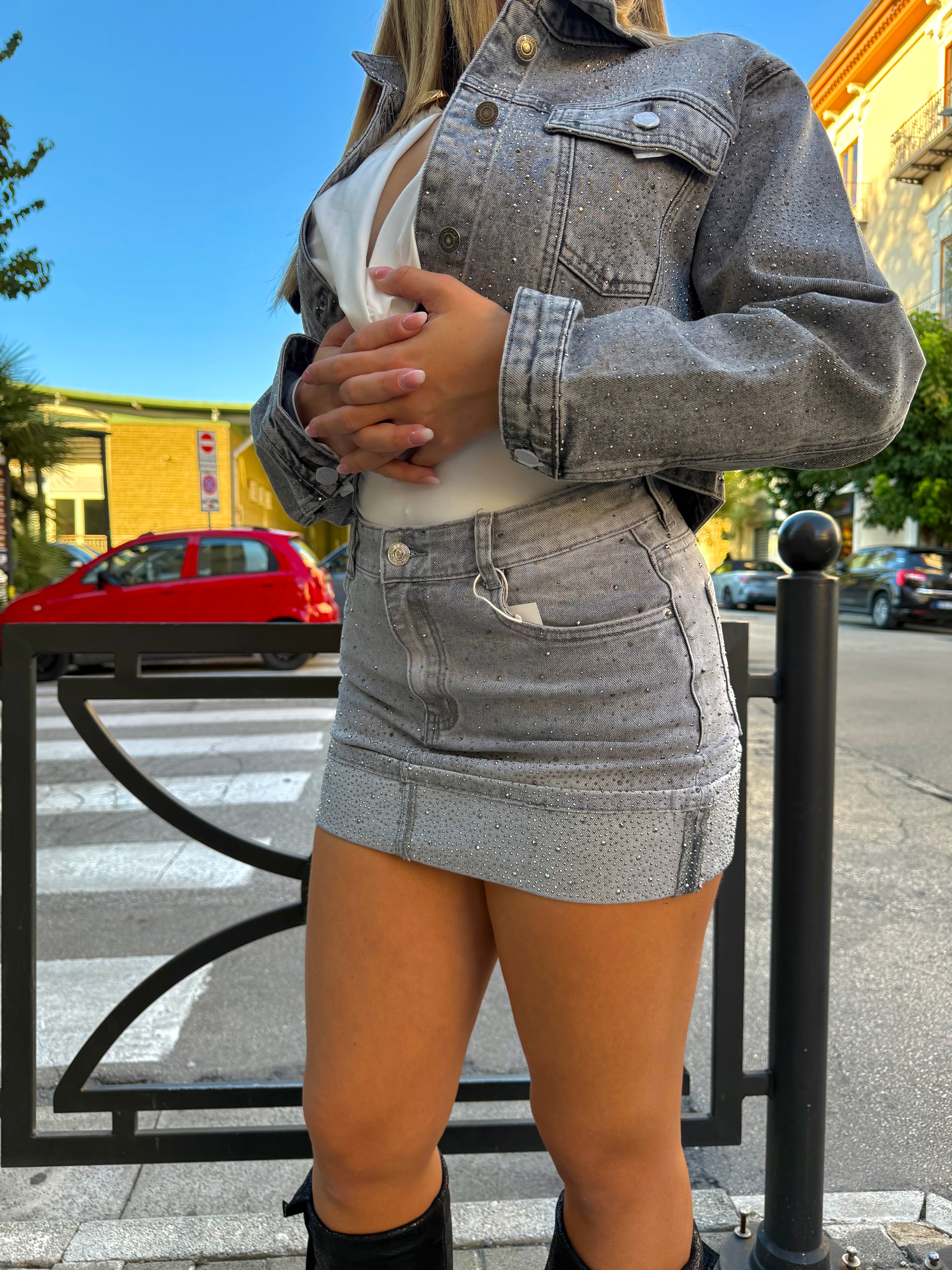 Minigonna grigio shine