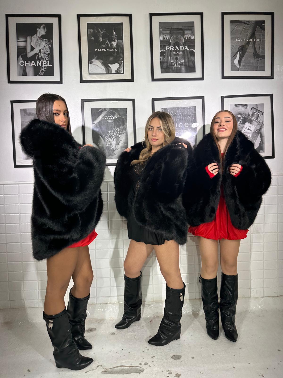 Pelliccia Ecofur nera