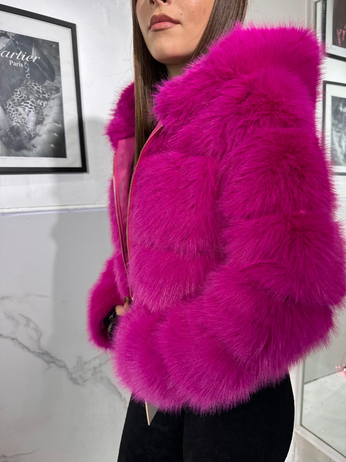 Pelliccia crop Arya fuxia