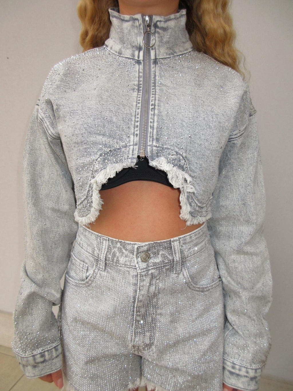 Short grigio glitterato