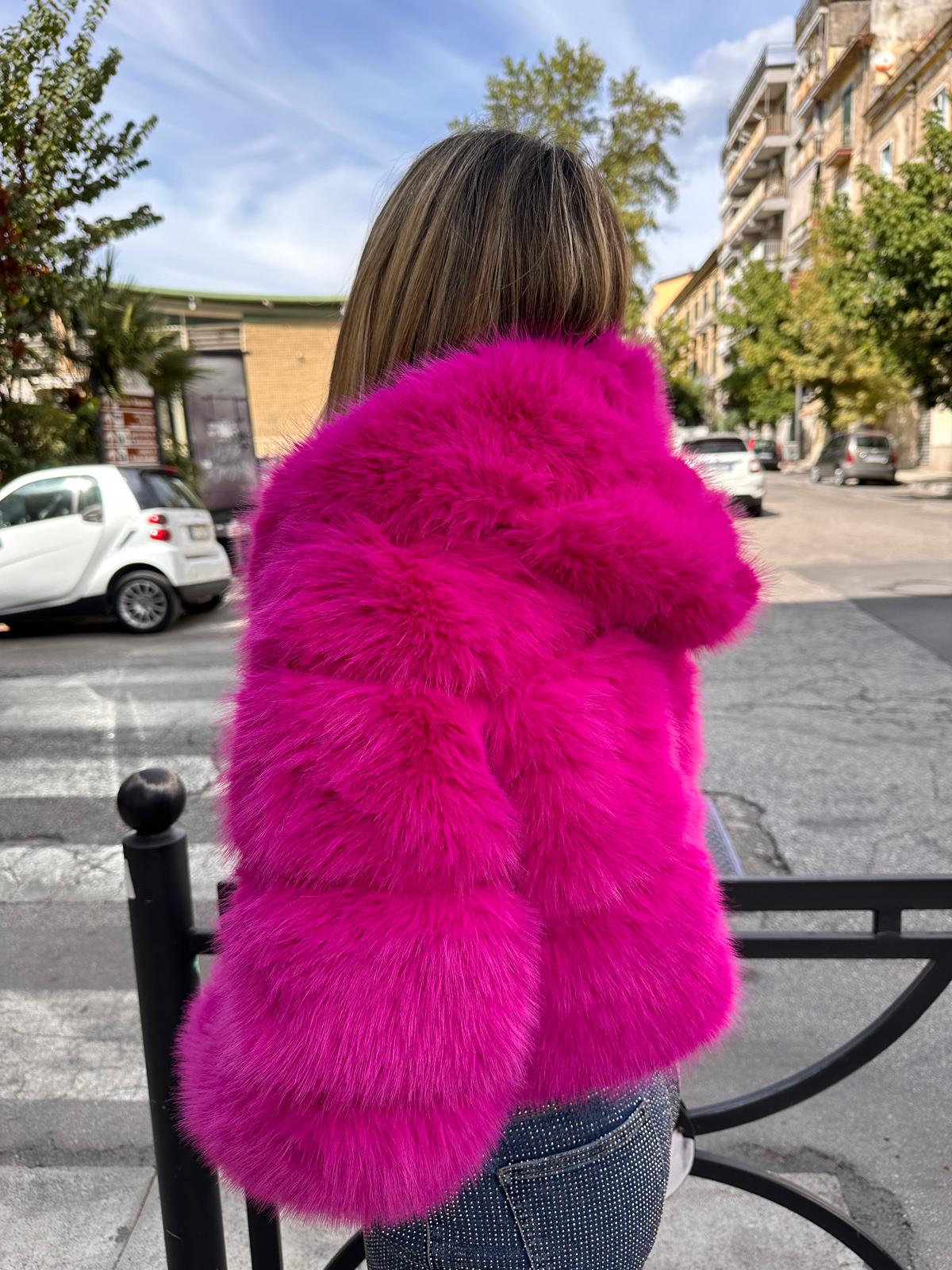 Pelliccia crop Arya fuxia