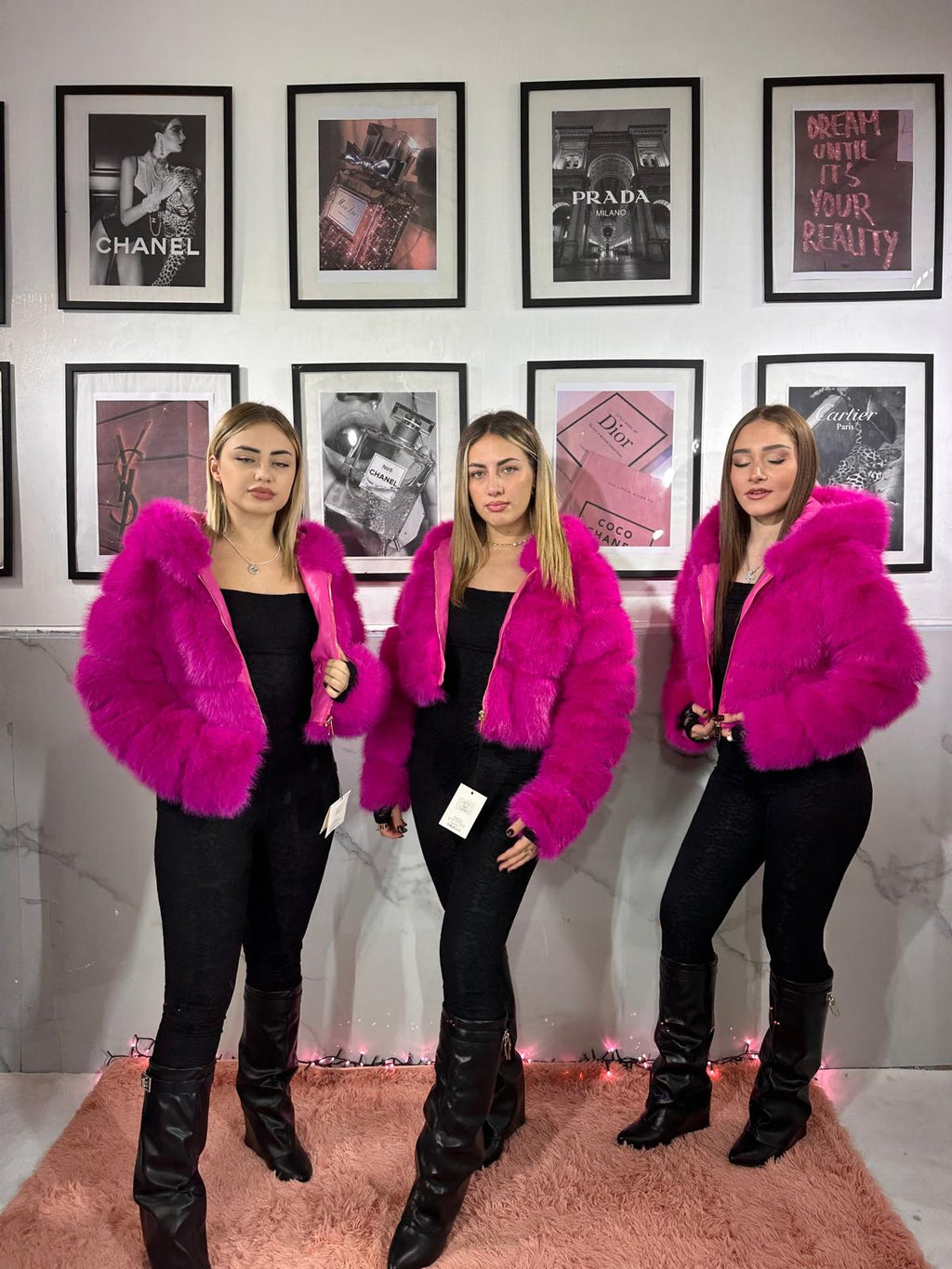 Pelliccia crop Arya fuxia