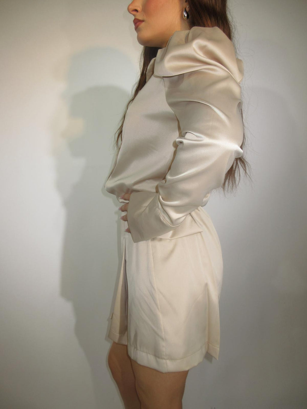 Coordinato raso rosa beige nero