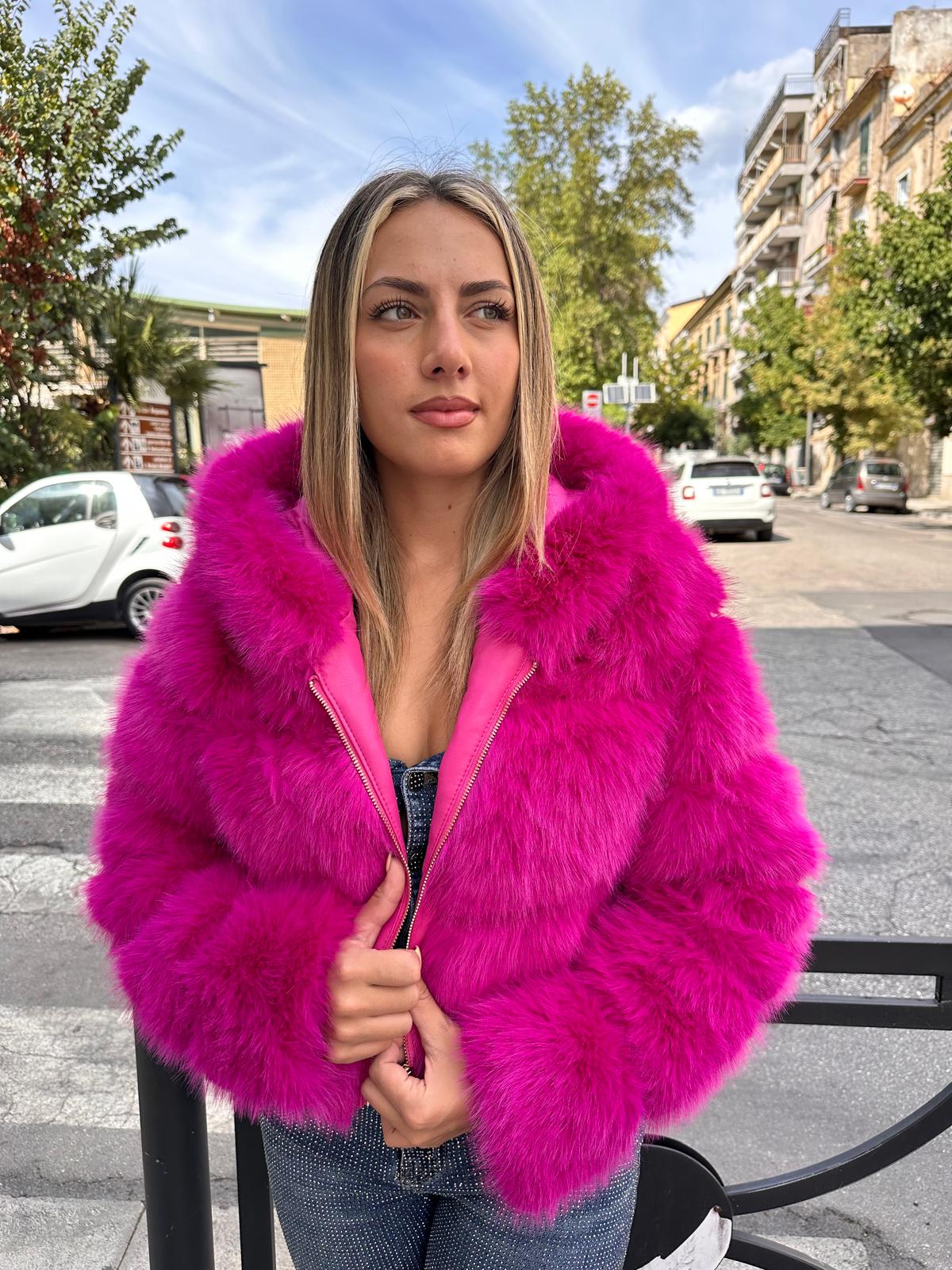 Pelliccia crop Arya fuxia