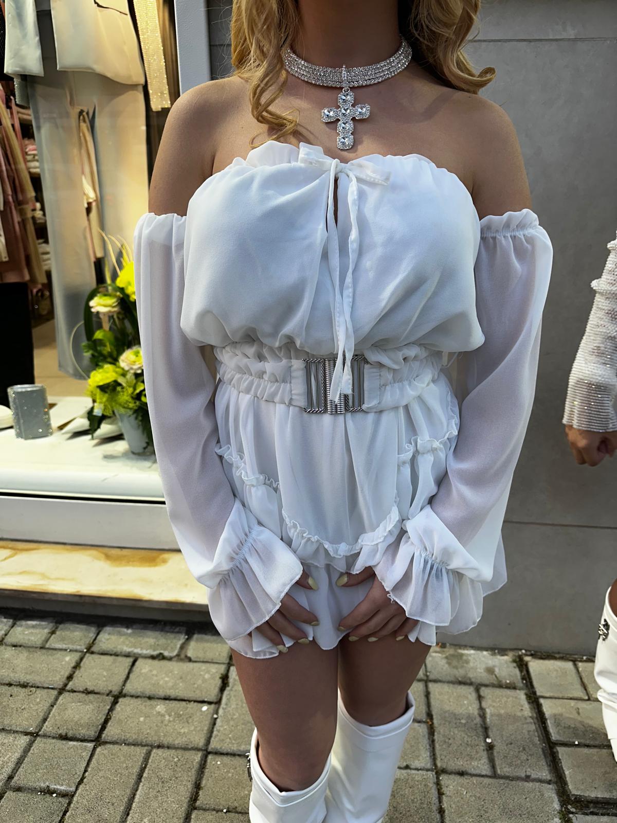 Tutina con volant bianca